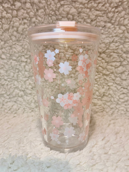Pastel Cherry Blossom Glass Tumbler