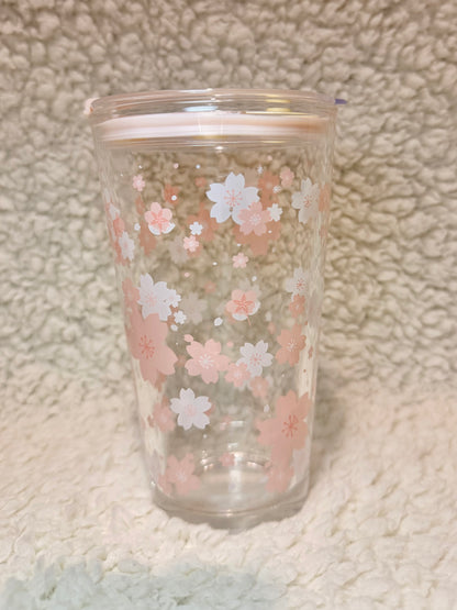Pastel Cherry Blossom Glass Tumbler