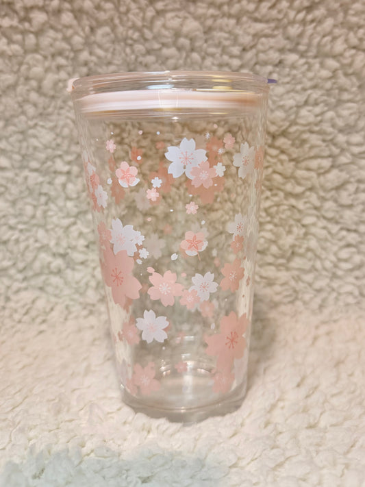 Pastel Cherry Blossom Glass Tumbler