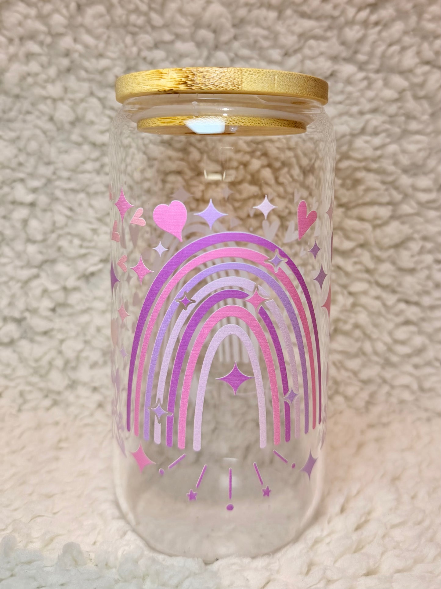 Pink & Purple Rainbow Glass Cup