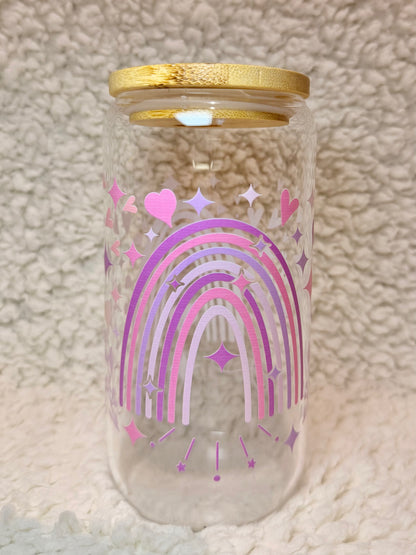 Pink & Purple Rainbow Glass Cup