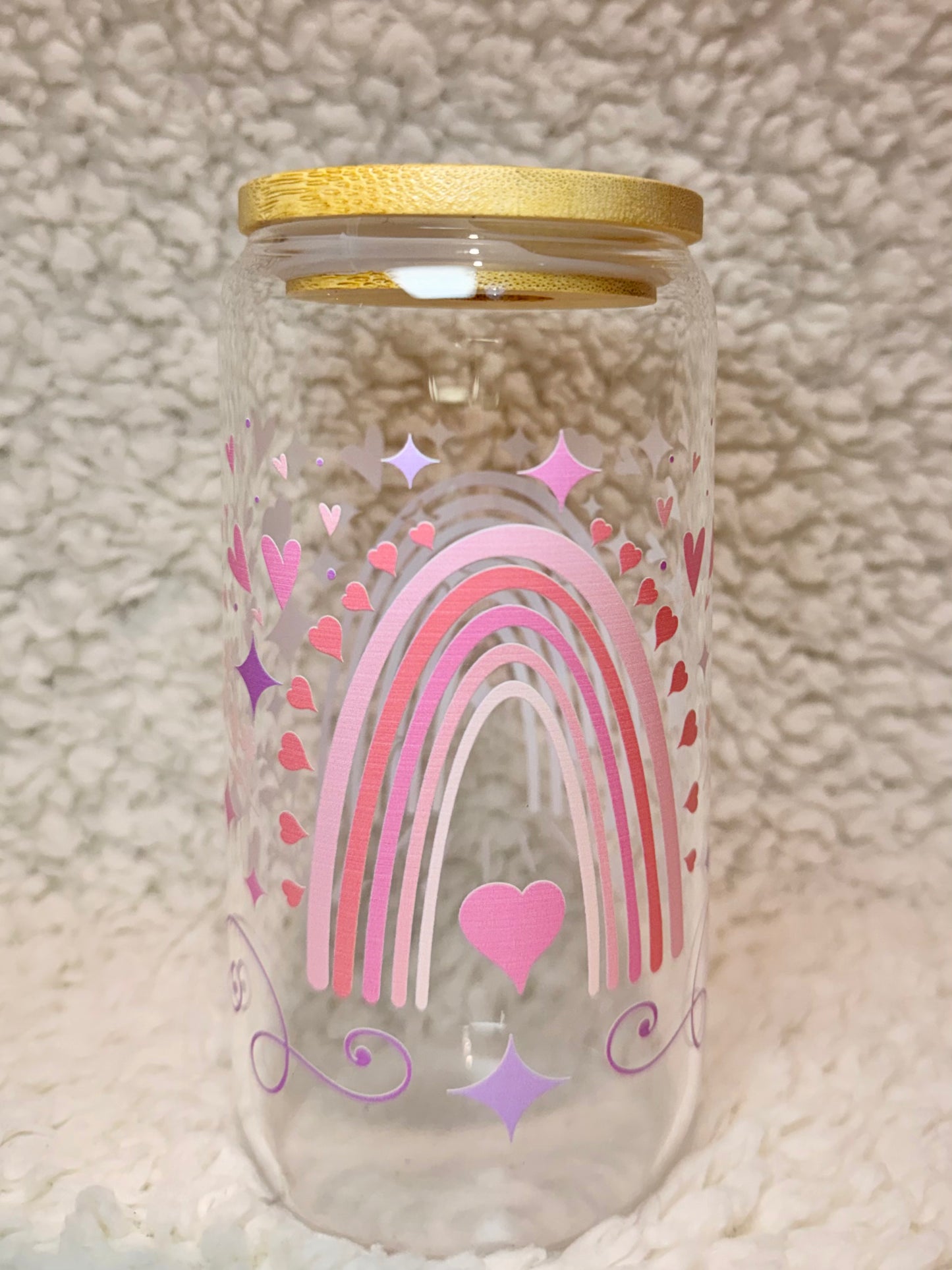 Pink & Purple Rainbow Glass Cup