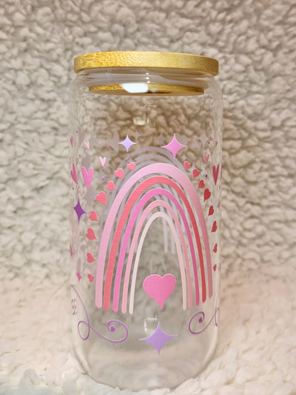 Pink & Purple Rainbow Glass Cup