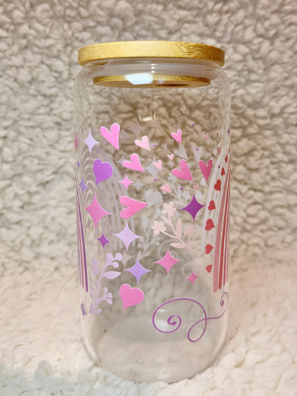 Pink & Purple Rainbow Glass Cup