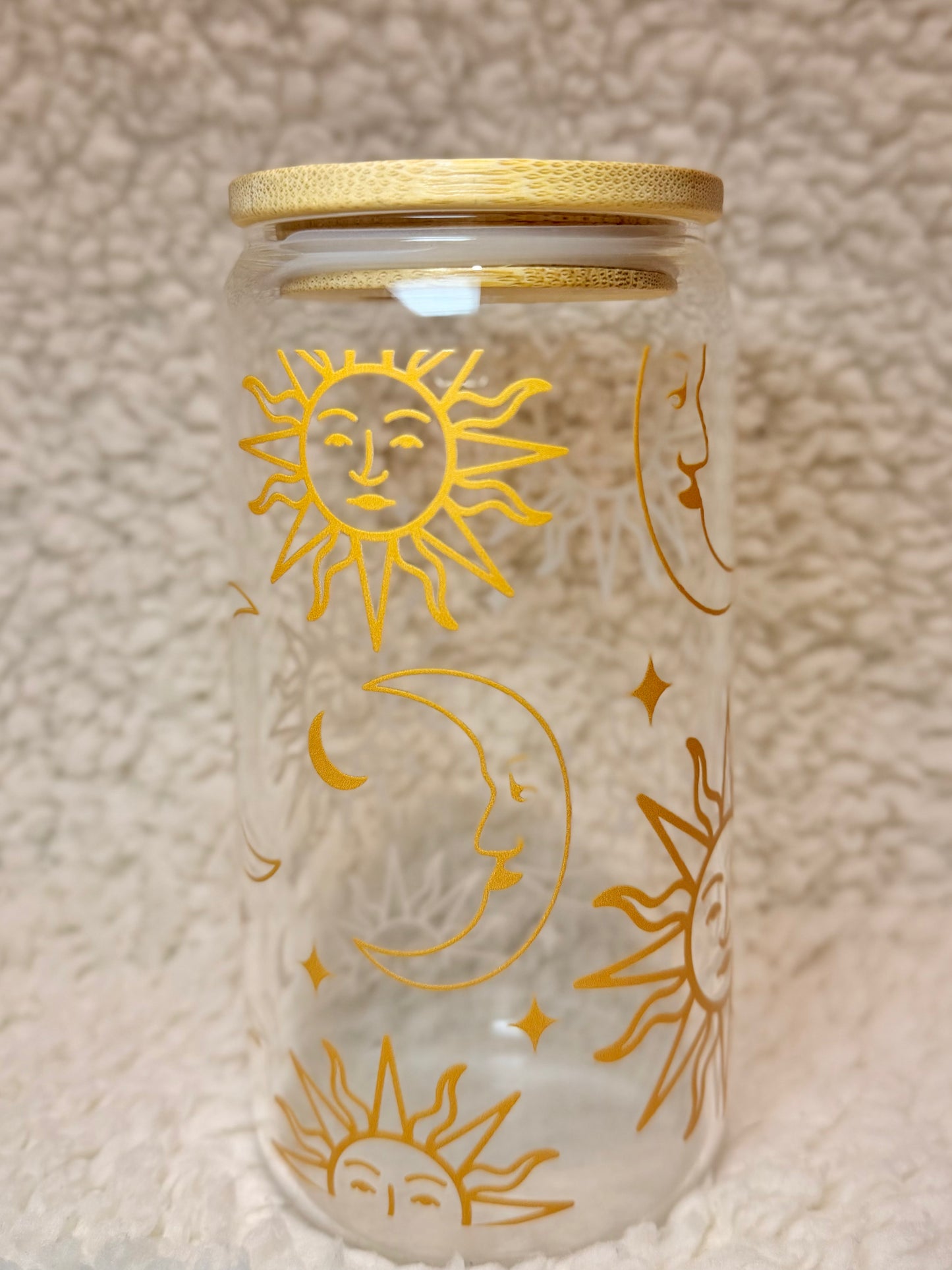 Golden Sun & Moon Glass Cup
