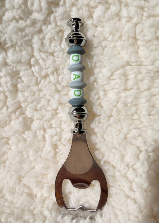 Dad Personalised Beaded Bottle Opener - Grey