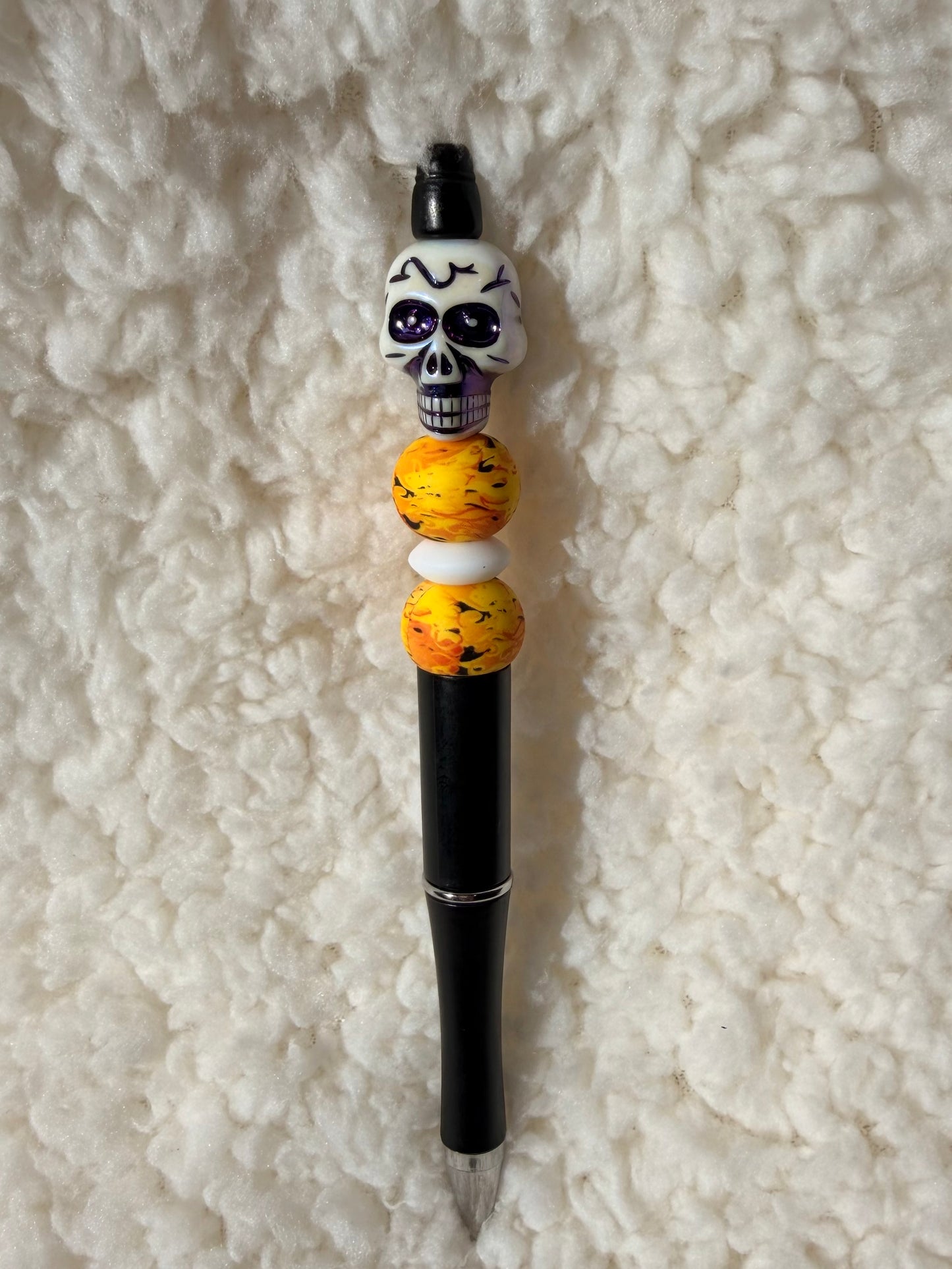 Skull Beaded Pen – Orange