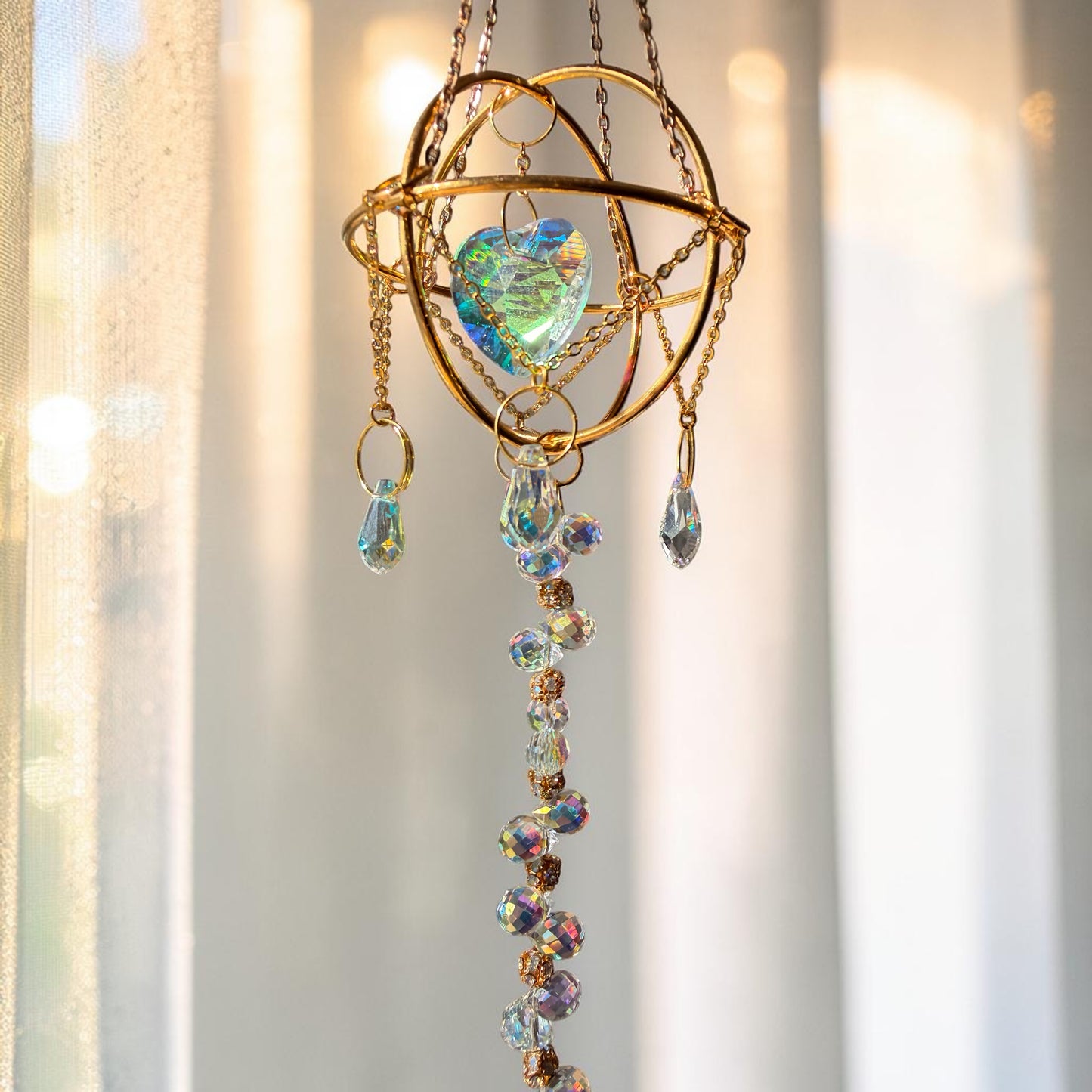 Celestial Heart Crystal Suncatcher