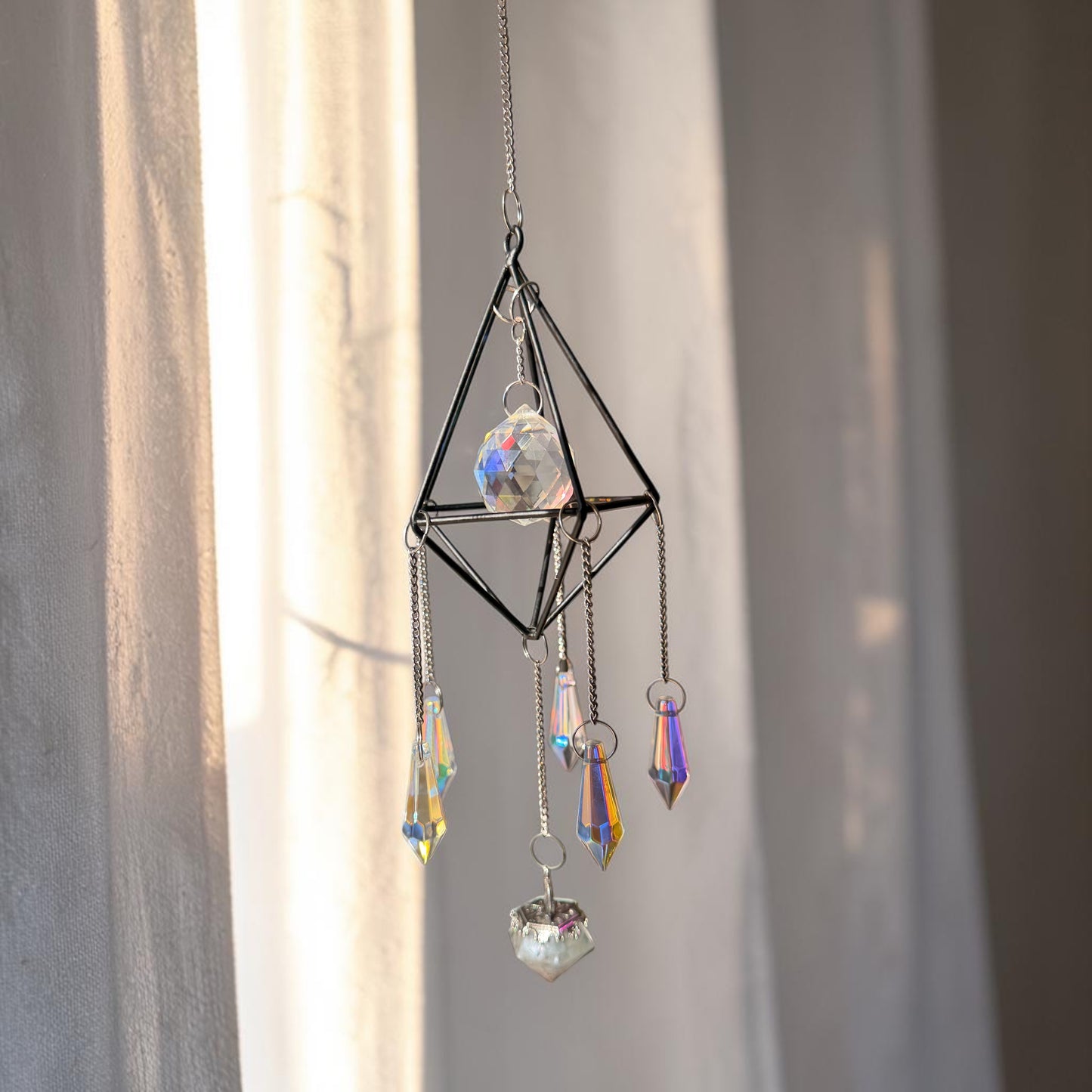 Obsidian Prism Crystal Suncatcher