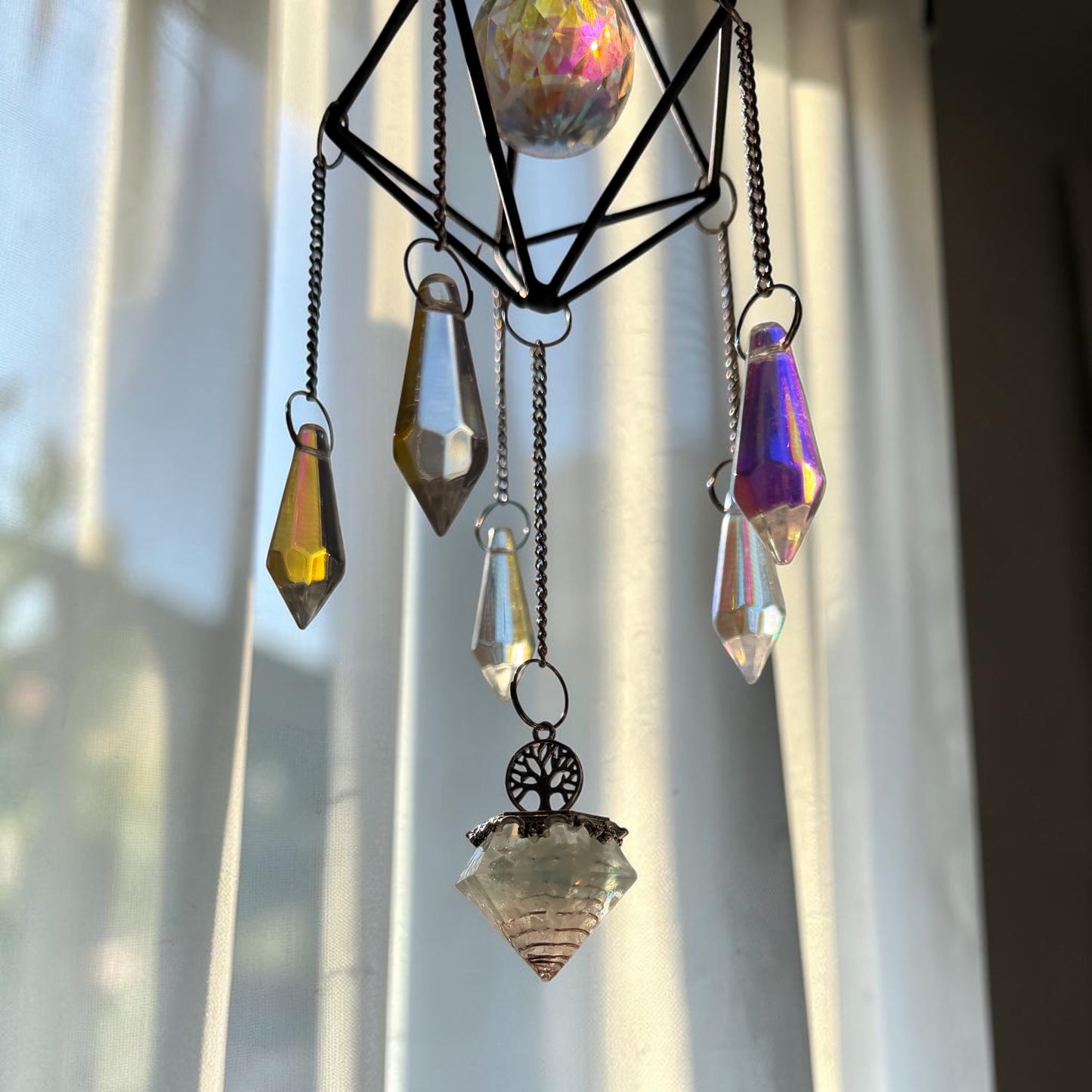 Obsidian Prism Crystal Suncatcher