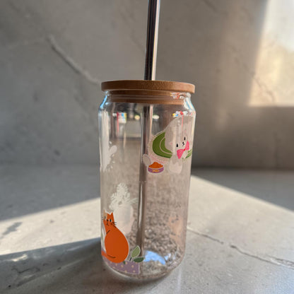 Cozy Cat Glass Tumbler