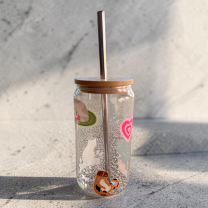 Cozy Cat Glass Tumbler