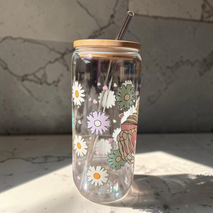 Book Lover Skeleton Glass Cup
